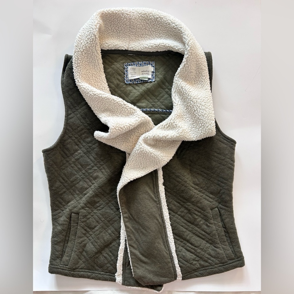 Saturday Sunday Olive Green Quilted Sherpa Lined Vest